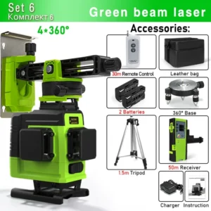 Clubiona 4D 16 lines Professional German Core Floor Ceiling Remote Control Green Line Laser Level with 5000mahs Li-Ion Battery 26