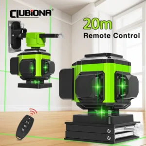 CLUBIONA 16/12 lines Self-leveling Remote Control Outdoor Mode - Receiver Auto 3x360 Green beam Line Laser Level 1