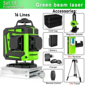 Clubiona 16/12 Lines Laser Level green line Self-leveling 360 Horizontal And Vertical Super Powerful green Beam Laser Level 21