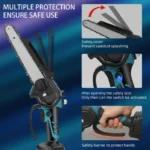 8-Inch 18V Brushless Electric Chain Saw Cordless Woodworking Handheld baking Tool For triming Garden Saw 2