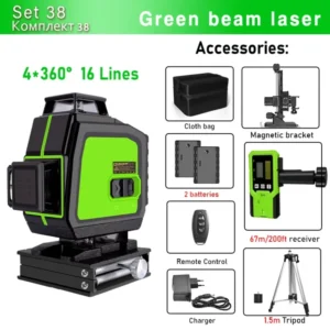 Clubiona 16/12 Lines Laser Level green line Self-leveling 360 Horizontal And Vertical Super Powerful green Beam Laser Level 42