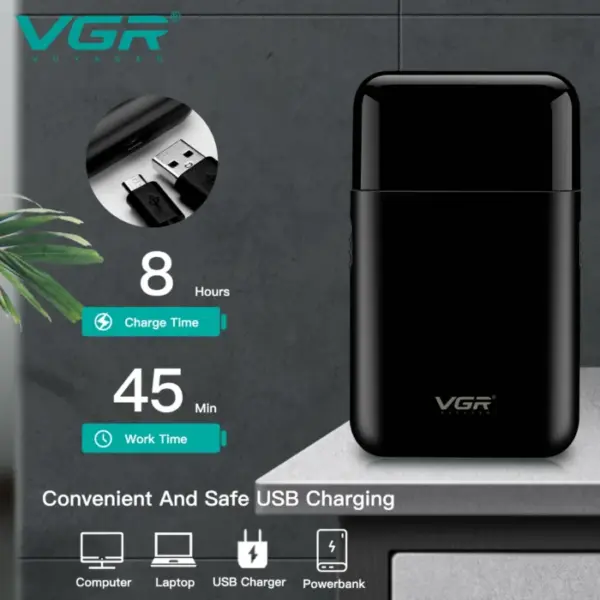 VGR Electric Shaver Professional Razor Mini Beard Trimmer Shaving Machine Beard Cutting Machine Razor Hair Trimmer for Men V-390 5