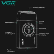 VGR Razor Professional Shaver Rechargeable Trimmer Electric Beard Shaver Digital Display Razor 9000 RPM Shaver for Man V-377 2
