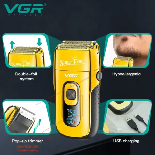VGR Razor Professional Shaving Machine Electric Shaver Reciprocating Beard Trimmer Portable Hair Trimmer Shaver for Men V-332 2