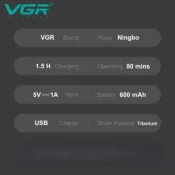 VGR Razor Professional Shaver Electric Beard Trimmer Digital Display Razor Reciprocating Razor Rechargeable Shaver for Man V-363 6