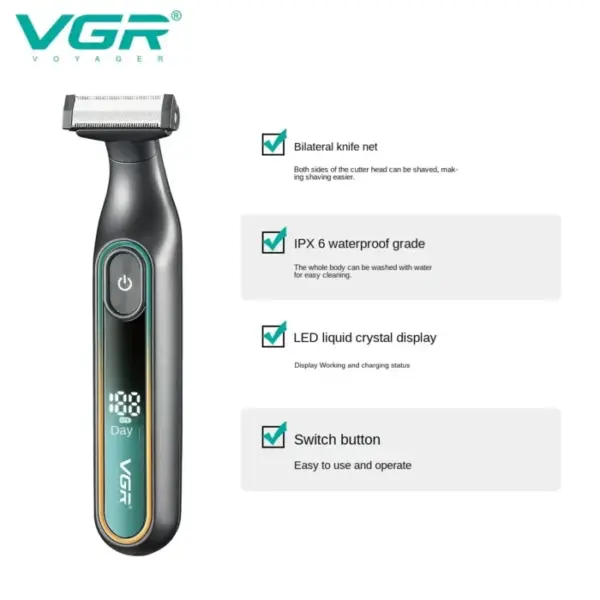 VGR Razor Professional Electric Shaver Portable Shaving Machine Waterproof Beard Trimmer Barber Shaving Machine for Men V-360 2