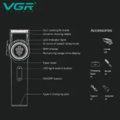 VGR Hair Trimmer Cordless Hair Cutting Machine Professional Barber Hair Clipper 9000 RPM Haircut Electric Trimmer for Men V-001 2