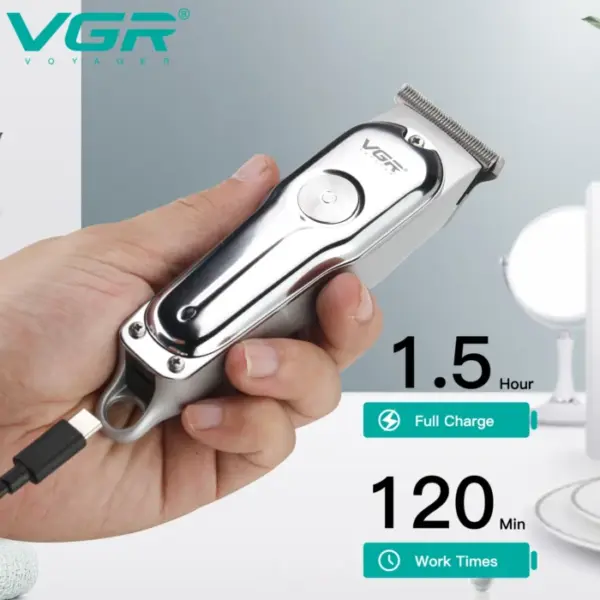 VGR Hair Clipper Rechargeable Hair Cutting Machine Cordless Hair Trimmer Electric Barber 0mm Cutting Blade Clipper for Men V-071 5