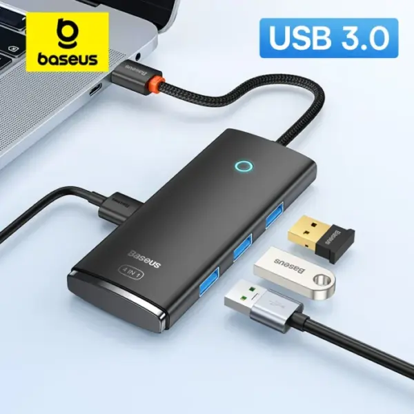 Baseus USB HUB Adapter 4 in 1 USB Type C to USB 3.0 HUB Splitter Adapter for MacBook Pro Air Huawei Mate 30 Docking Station HUB 1