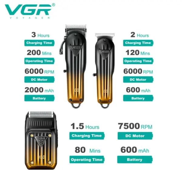 VGR Hair Trimmer Professional Electric Shaver Razors Portable Beard Trimmer Adjustable Clipper Barber Hair Trimmer for Men V-644 4