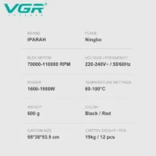 VGR Hair Dryer Professional BLDC Motor Barber Hair Dryer Machine 110000 RPM Powerful Negative Ion Hair Styling Salon Dryer V-401 6