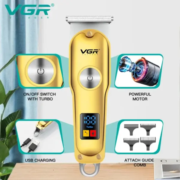 VGR Hair Trimmer Professional Hair Cutting Machine Cordless Hair Clipper Electric Barber Digital Display Trimmer for Men V-290 2