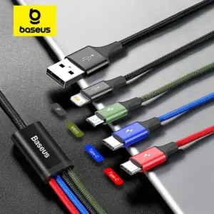 Baseus 4 in 1 USB Cable Type C Cable for Samsung S20 Xiaomi Mi 9 Cable for iPhone 12 X 11 Pro Max Huawei Charger Micro USB Cable 1