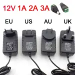 AC DC 12v 1A 2A 3A 2000ma 3000MA adapter power supply EU UK AU US PLUG 5.5*2.5mm wall charger for DC male female led strip light 1