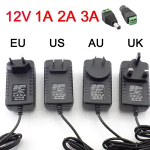 AC DC 12v 1A 2A 3A 2000ma 3000MA adapter power supply EU UK AU US PLUG 5.5*2.5mm wall charger for DC male female led strip light 1