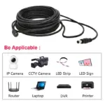 5M 10M DC12V Power Extension Cable 5.5mm*2.1mm Connector Male To Female For LED Lamp CCTV Security Camera Black Power Cable Cord 6