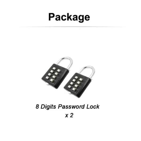 8 Digits Password Code Outdoor Waterproof Combination Padlock Zinc Alloy Suitcase For Luggage Travel Smart Lock Keyed Anti-thief 6
