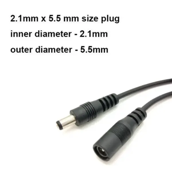 5M 10M DC12V Power Extension Cable 5.5mm*2.1mm Connector Male To Female For LED Lamp CCTV Security Camera Black Power Cable Cord 3