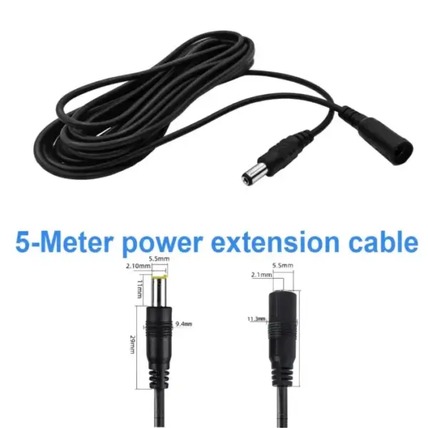 5M 10M DC12V Power Extension Cable 5.5mm*2.1mm Connector Male To Female For LED Lamp CCTV Security Camera Black Power Cable Cord 4