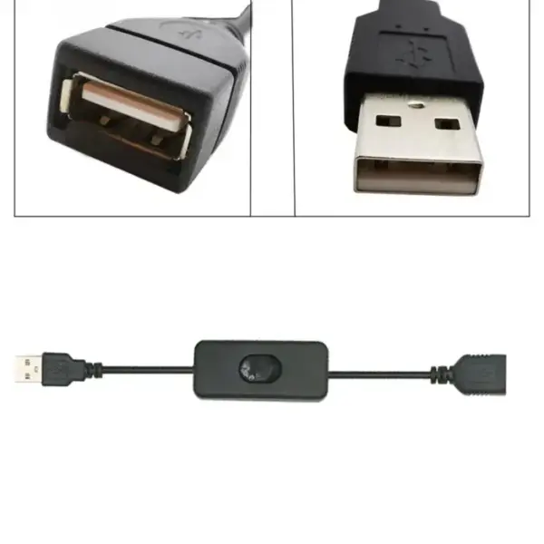 2 PCS USB Cable With Switch ON/OFF Cable Extension Toggle for USB Lamp USB Fan Power Supply Line Durable Adapter USB Headset LED 4