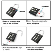 8 Digits Password Code Outdoor Waterproof Combination Padlock Zinc Alloy Suitcase For Luggage Travel Smart Lock Keyed Anti-thief 2