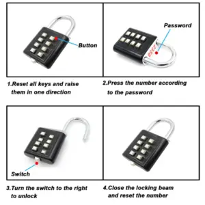 8 Digits Password Code Outdoor Waterproof Combination Padlock Zinc Alloy Suitcase For Luggage Travel Smart Lock Keyed Anti-thief 2
