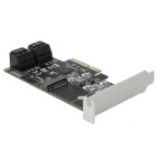 4-porttinen SATA ja 1 M.2 Key B PCI Express x4 -kortti - Low Profile muoto