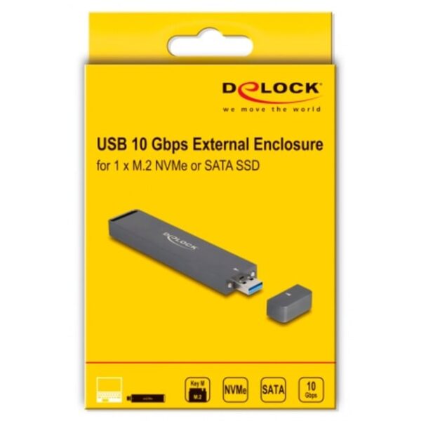 DeLOCK M.2 NVMe ja SATA SSD -ulkoinen kotelo, USB-A 3.2 Gen 2 - Image 6