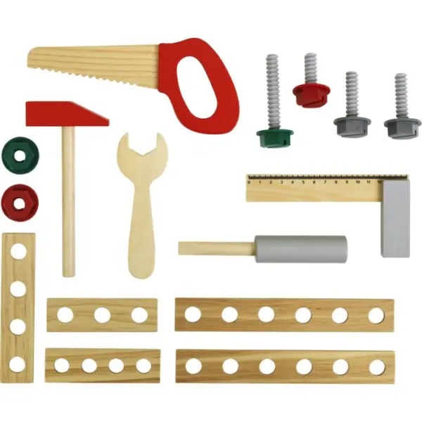 Bosch puutyöpöytä, mäntypuu, lasten työkalut - Image 4