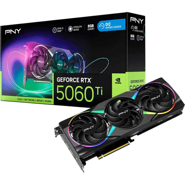 pc50-320902-1 PNY GeForce RTX 5060 Ti ARGB OC 8GB näytönohjain - Image 1